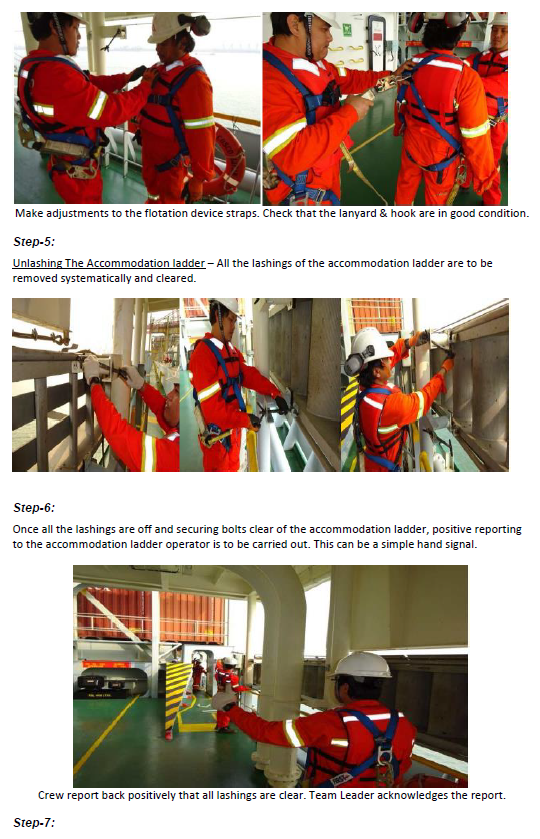 Madinah, procedure for safe rigging of accommodation ladders/accommodation ladders
