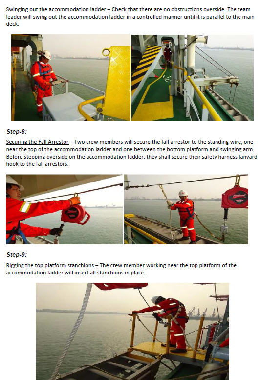 Madinah, procedure for safe rigging of accommodation ladders/accommodation ladders