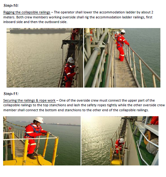 Madinah, procedure for safe rigging of accommodation ladders/accommodation ladders