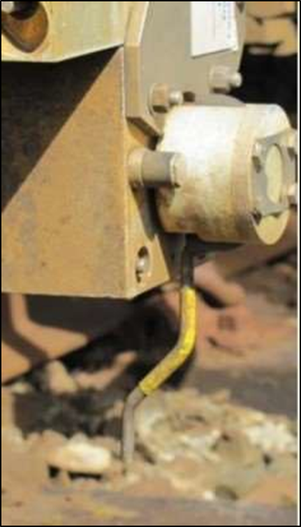 Train stop trip lever fitted to Transdev passenger trains