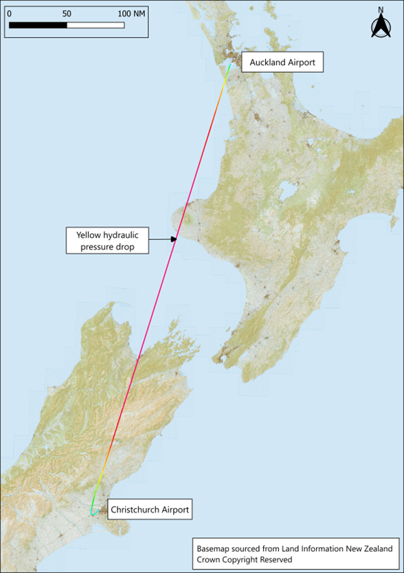 Aeroplane position when hydraulic failure occurred
