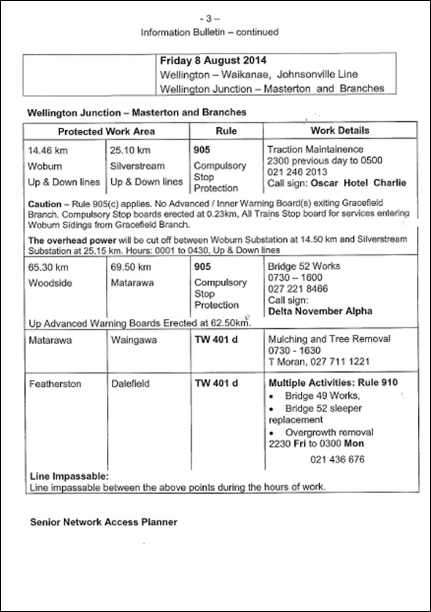 Information bulletin dated 8 August 2014