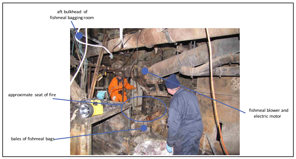 The fishmeal bagging room of the Amaltal Columbia, from approximately the same position as Figure 2