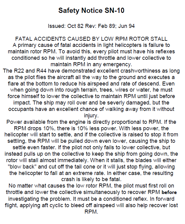 Robinson Safety Notices