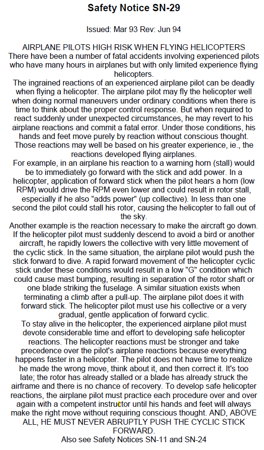 Robinson Safety Notices