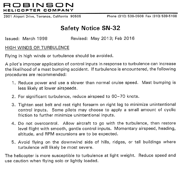 Robinson Safety Notices