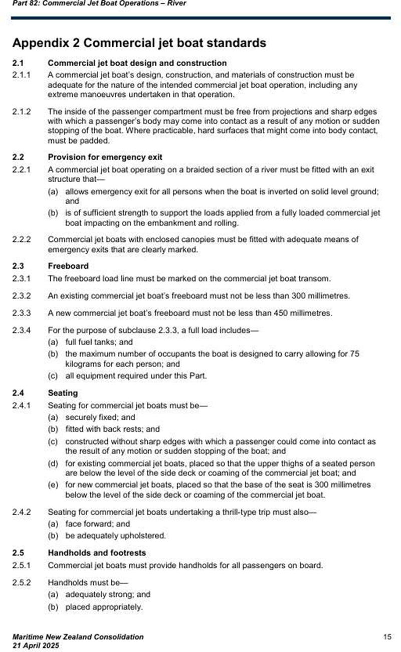 Commercial Jet Boat Standards