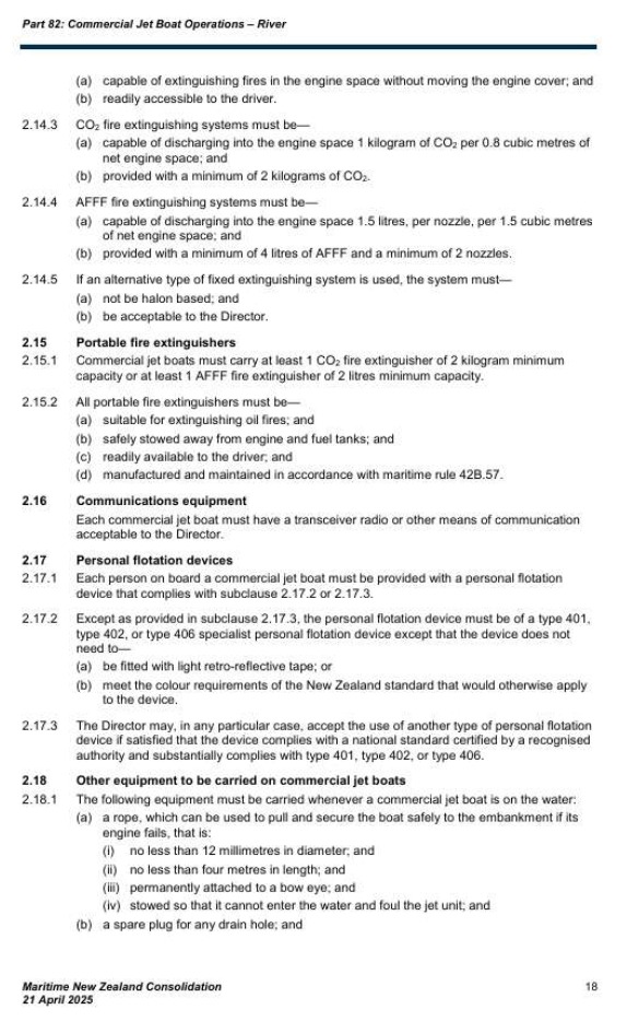 Commercial Jet Boat Standards