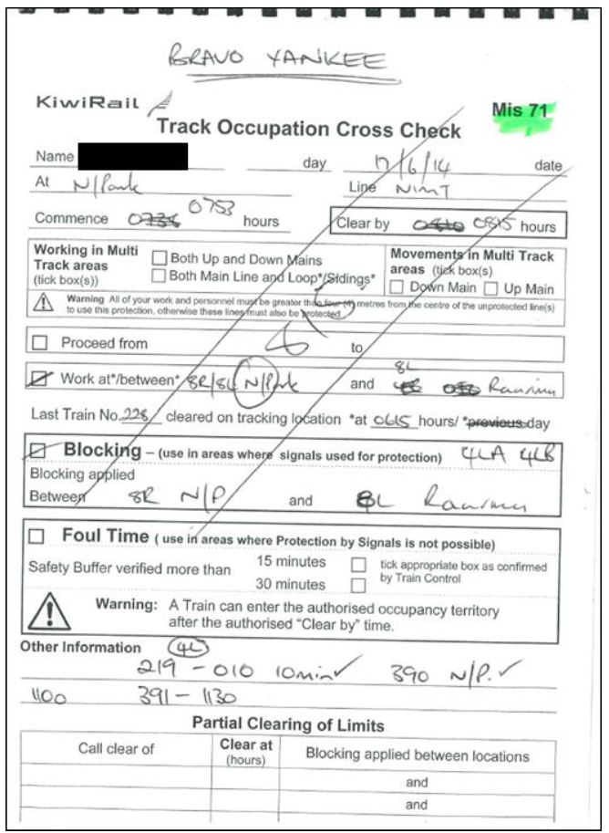 Mis 71 Track Occupation Cross Check