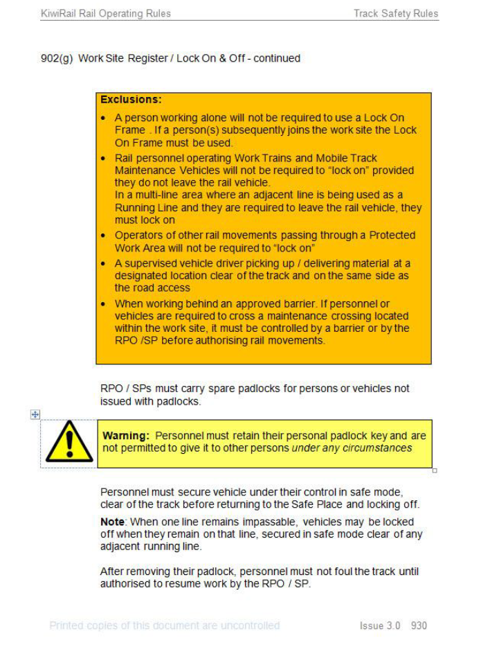 KiwiRail Track Safety Rule 902: Managing a Protected Work Area