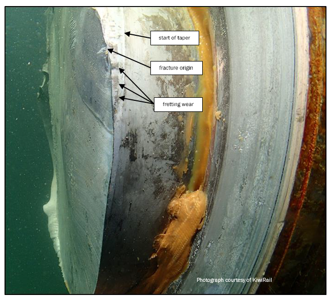 Origin&nbsp;region&nbsp;showing&nbsp;surface&nbsp;wear/fretting&nbsp;and&nbsp;the&nbsp;start&nbsp;of&nbsp;the&nbsp;taper