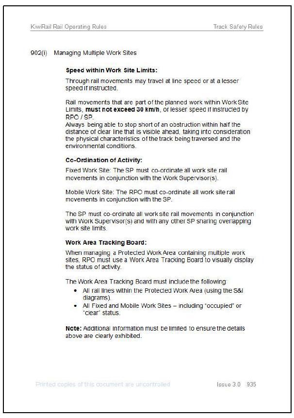 KiwiRail Track Safety Rule 902: Managing a Protected Work Area