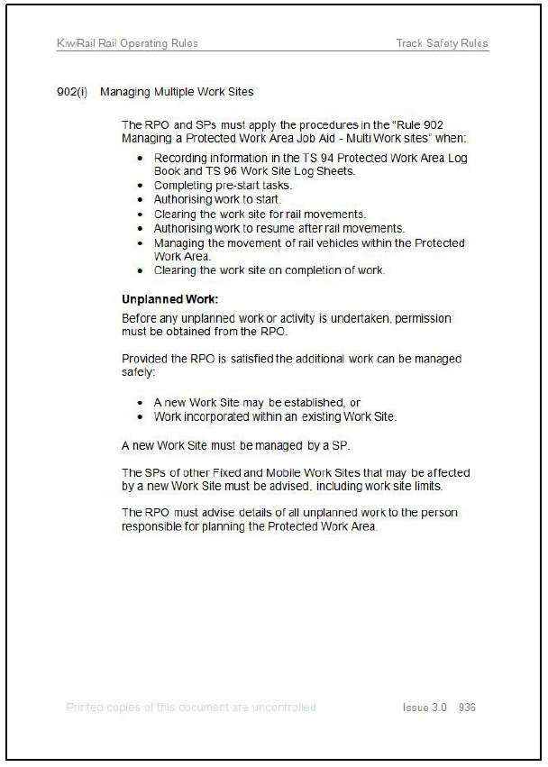 KiwiRail Track Safety Rule 902: Managing a Protected Work Area