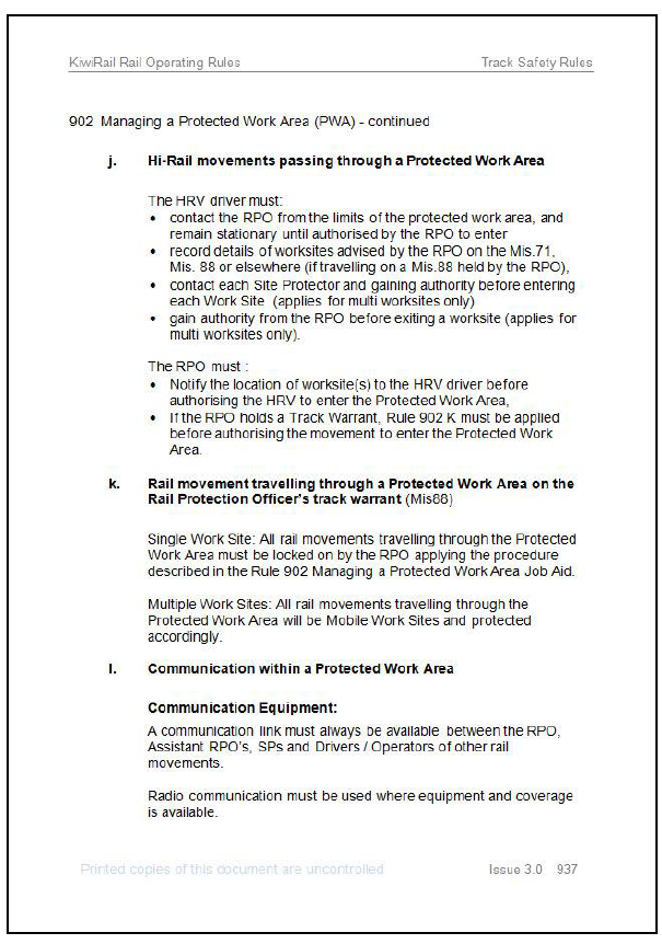 KiwiRail Track Safety Rule 902: Managing a Protected Work Area