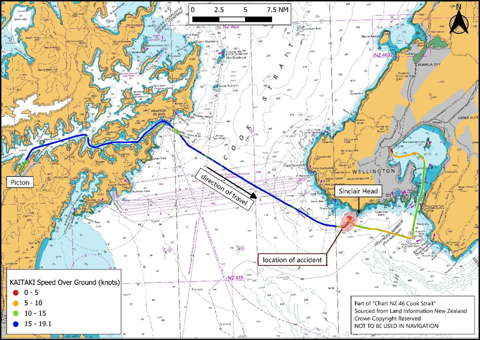 Kaitaki track and location of incident