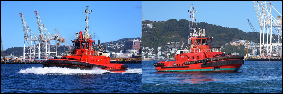 Wellington harbour tugs Tiaki (left) and Tapuhi (right)