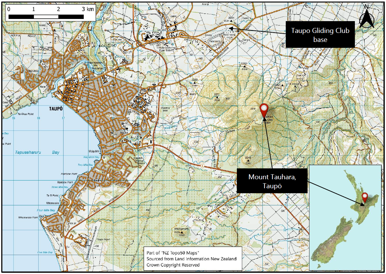 Location of accident – Mount Tauhara near Taupō. Credit: LINZ Topo map