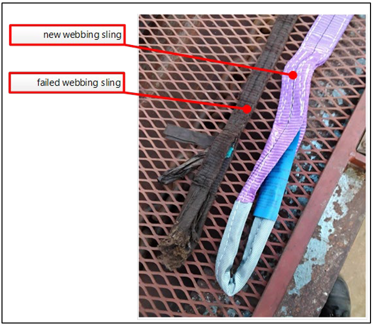 Comparison of the failed web sling and a new similar web sling