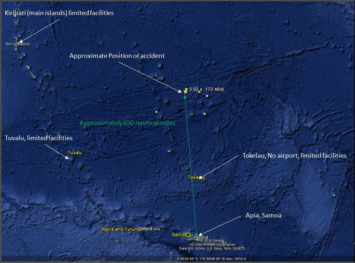 Approximate position of the Captain M. J. Souza at the time of accident