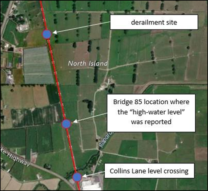 Aerial map showing the location of bridge 85