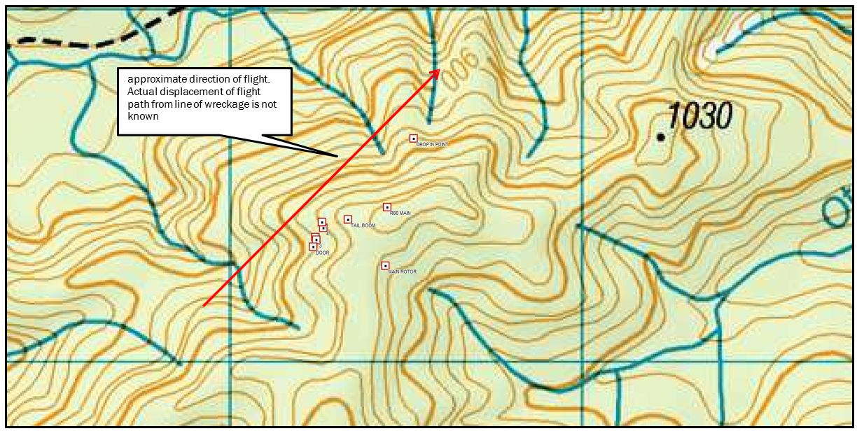 Distribution of major wreckage