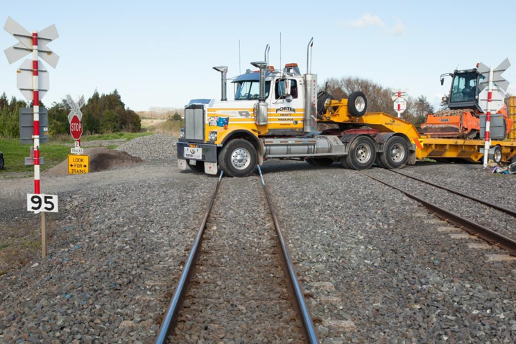 The approximate position of the truck before impact (photograph taken by New Zealand Police at the incident reconstruction held on 10 May 2014)