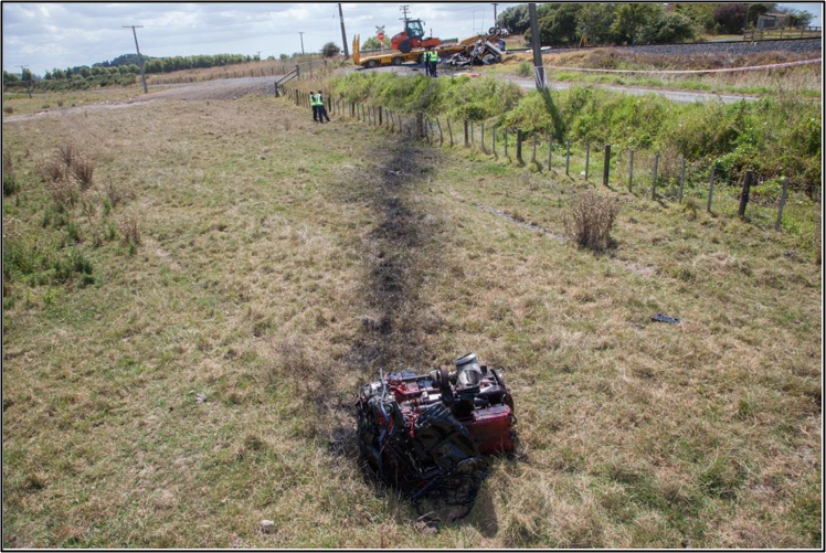 The at-rest location of the truck’s engine (photograph provided by New Zealand Police)