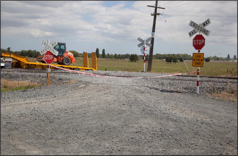 Stop assembly for the westbound road approach