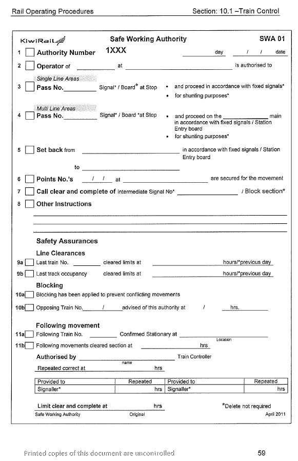 SWA-01 form