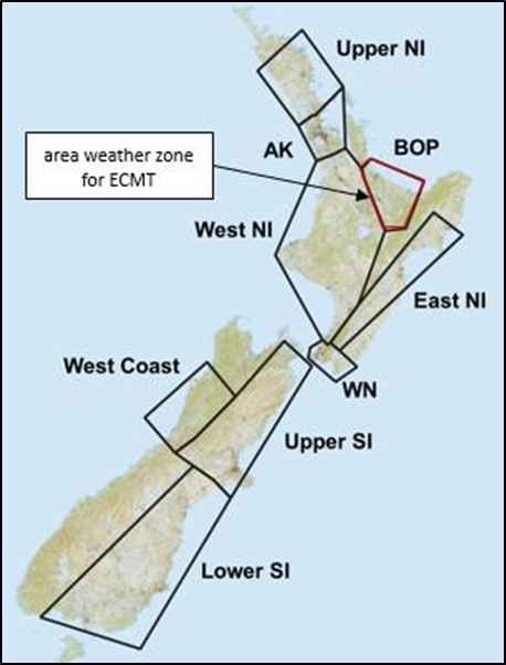 Map showing the nine regions