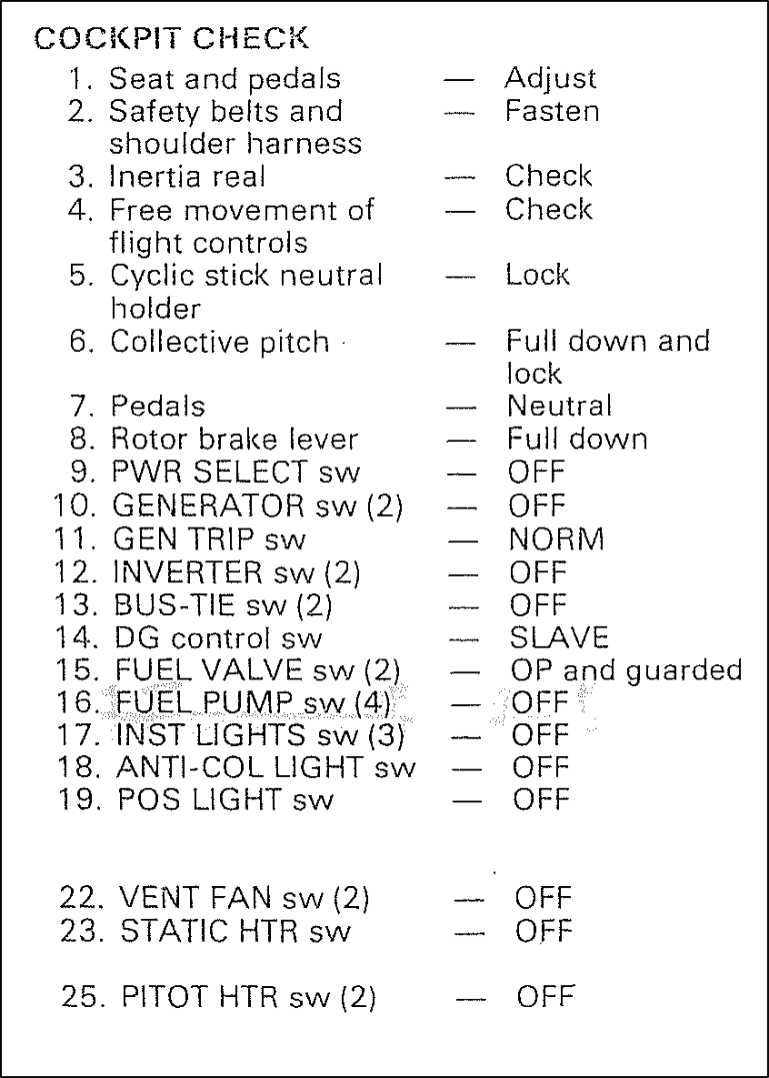 Figure 7 Pre-flight cockpit check