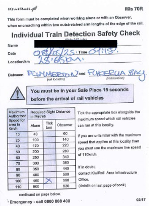 Figure 6: ITD Mis 70R form