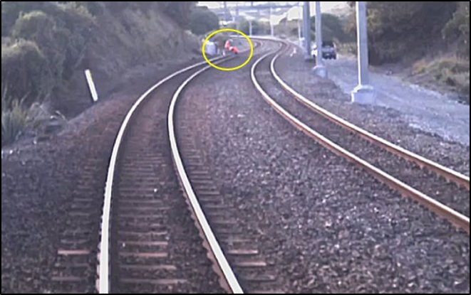 Figure 10: Train forward-facing video footage of track workers on track