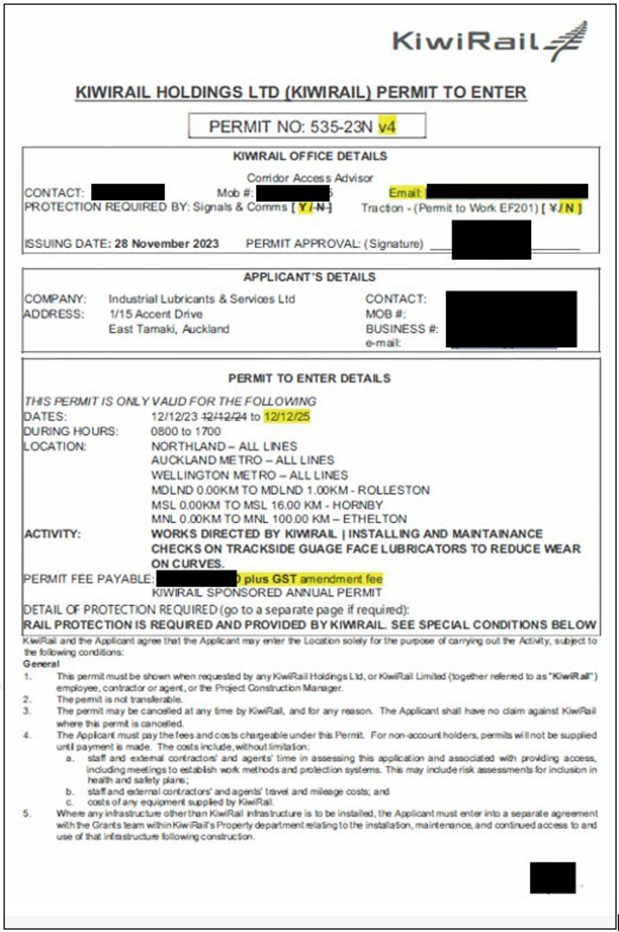 Permit to enter and special conditions