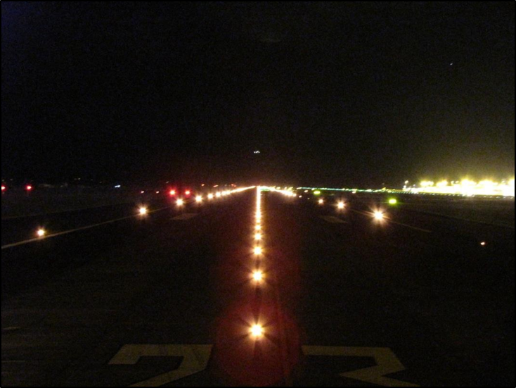 Runway 23 Left, Auckland Airport, viewed from the runway centreline