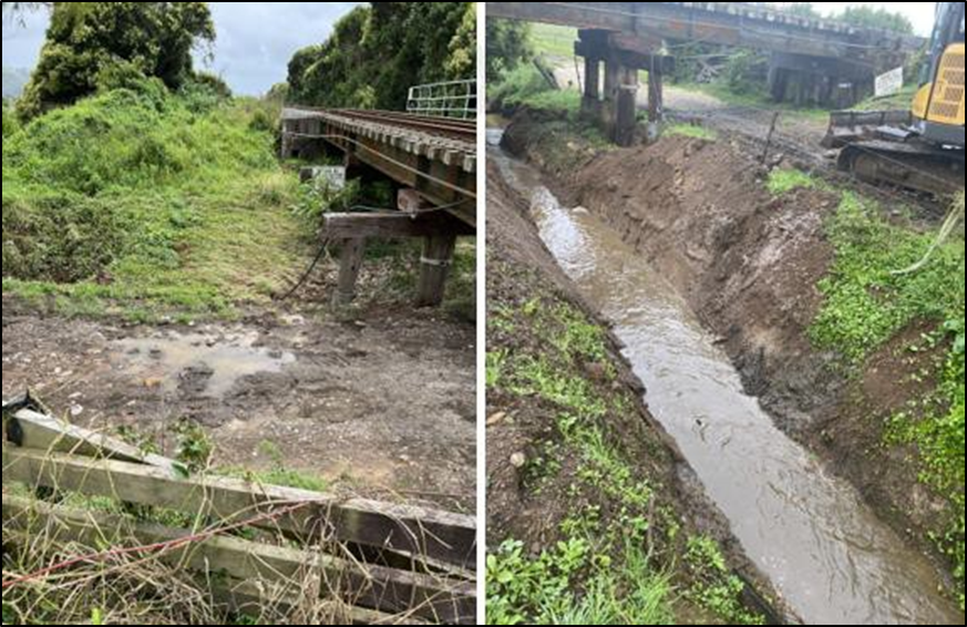 Remedial work at Bridge 85 after the accident