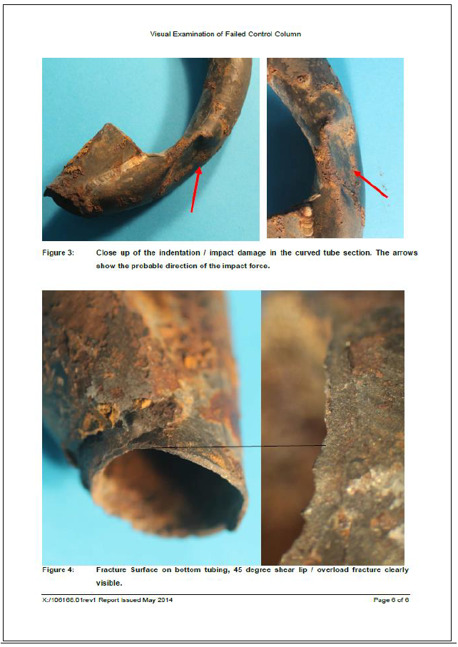 Independent report on control stick fracture
