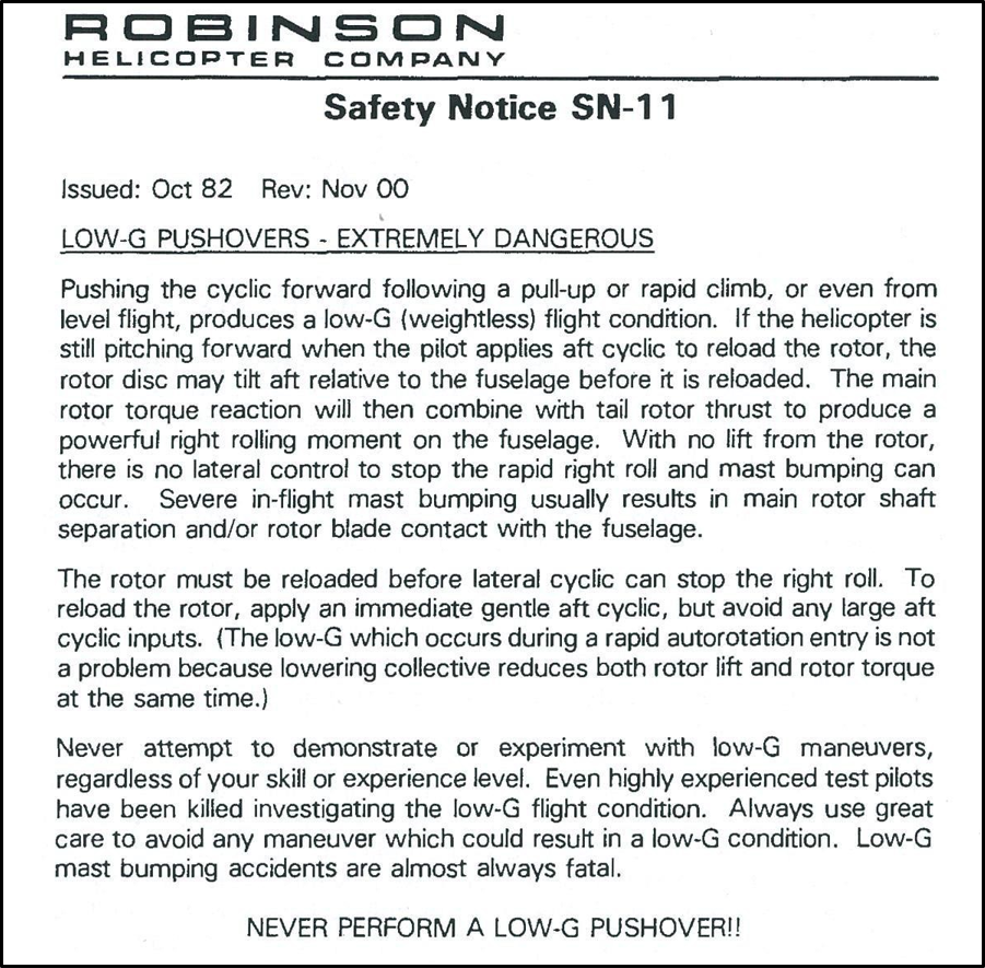 Robinson Safety Notice SN-11