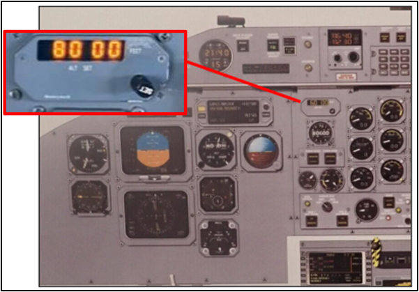 Figure 11: Position of altitude alerter (displaying 8000 ft)
