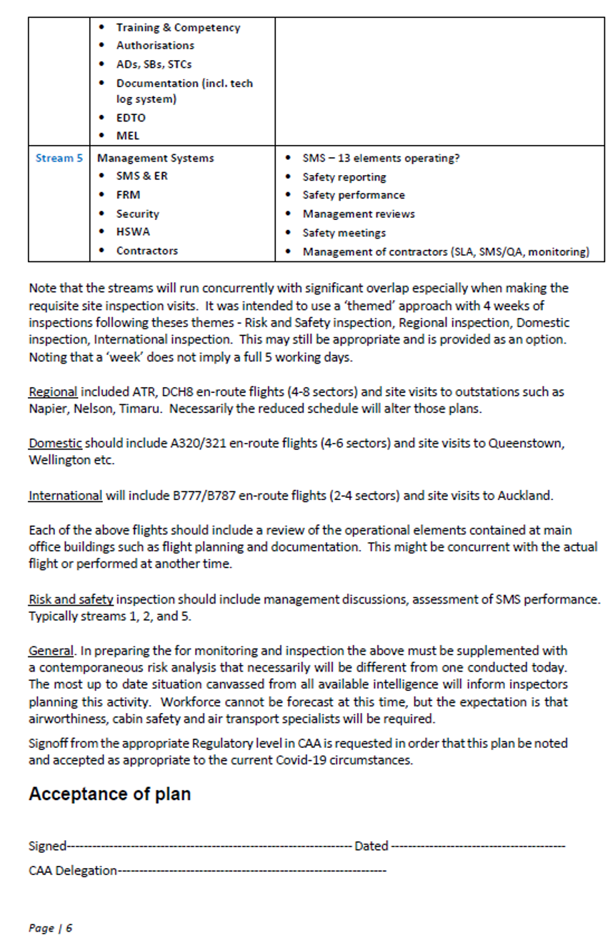 Air New Zealand recertification plan