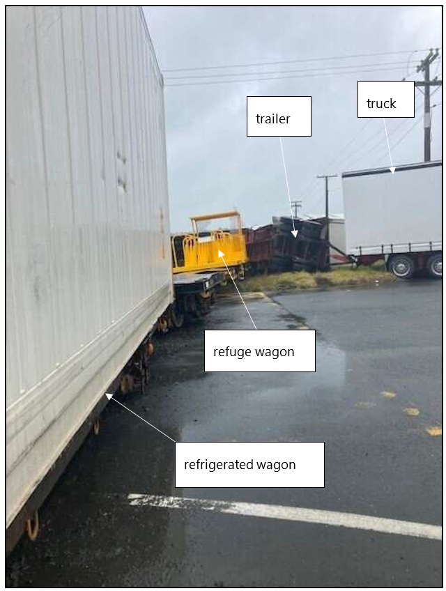 Collision scene at the level crossing