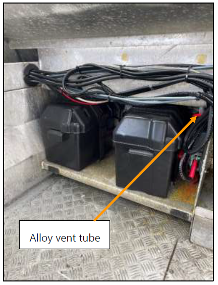 Location of alloy vent (after accident)