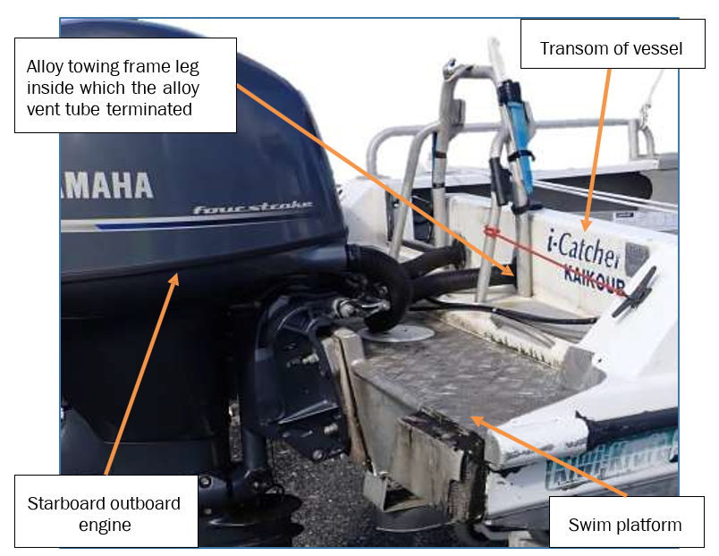 Alloy towing frame on stern