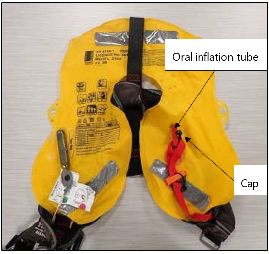 Unpacked inflatable lifejacket