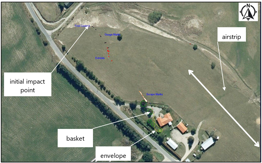 The aerial view map of the accident site