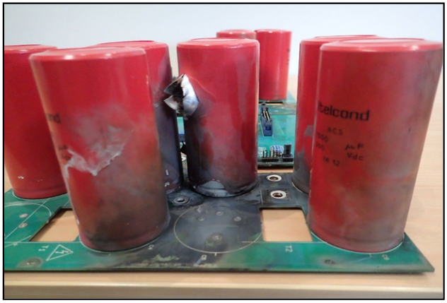 Photo of failed capacitor from UPS A