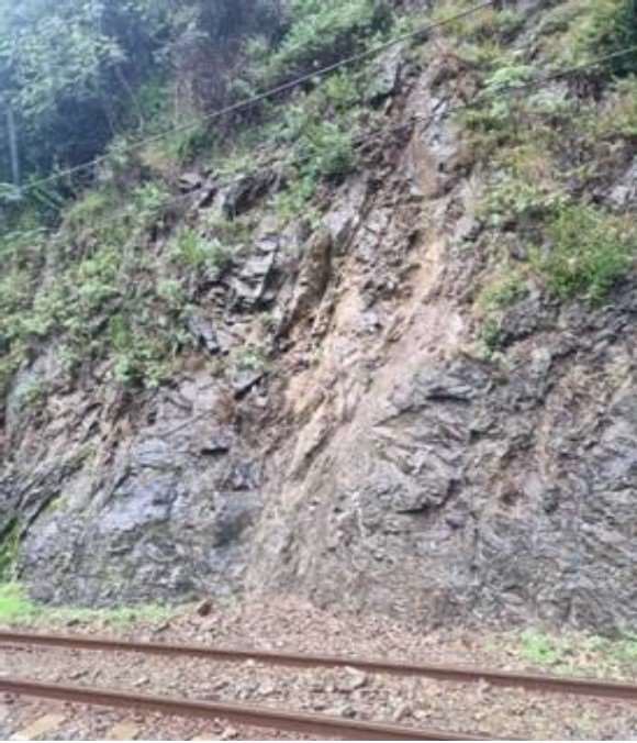 Rockfall site at the 3.567 km mark