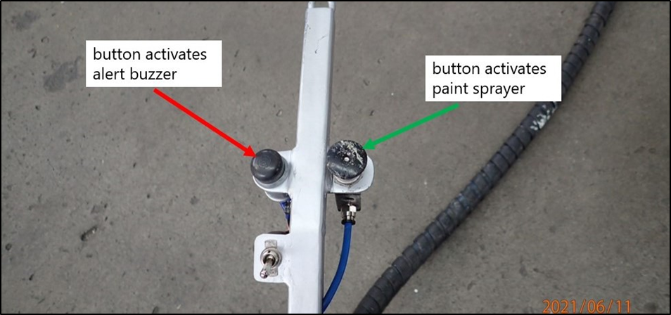 Button arrangement on applicator handle