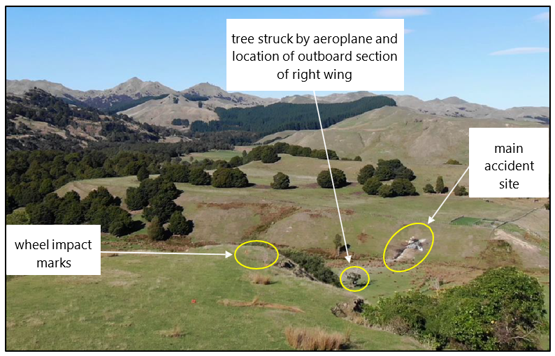 Accident site from the end of the airstrip