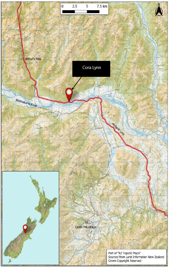Map of the location of incident (Credit: Toitū Te Whenua, Land Information New Zealand)